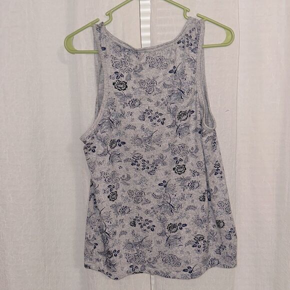 Lucky Brand L Gray Blue Floral Comfortable Tee Tank Short & Pant 4 pc PJ Set - Picture 13 of 17